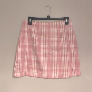 plaid pink fitted mini skirt